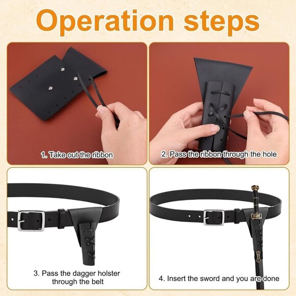 Steampunk Black Leather Belt Pouch Waist Bag Medieval Phone Holder CosplayX - Picture 6 of 6